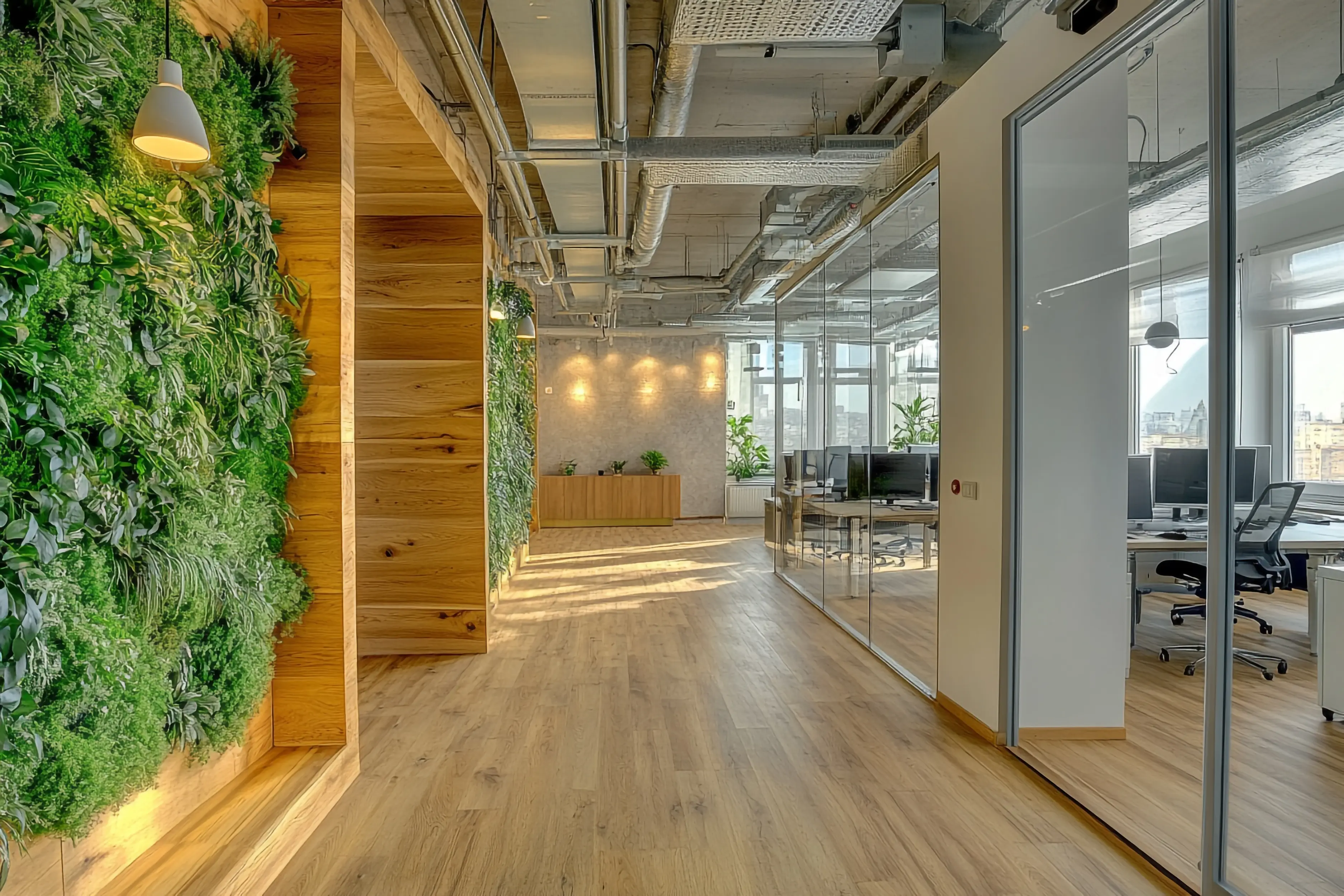 Büro mit Holzwänden